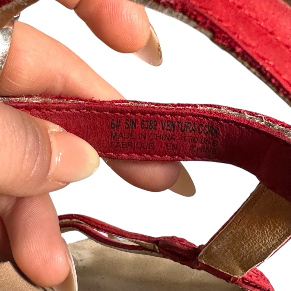 Teva Ventura Red Cork Sandals 6389 Strap Leather Flat Slip On Waterproof Women 6 - Picture 3 of 5